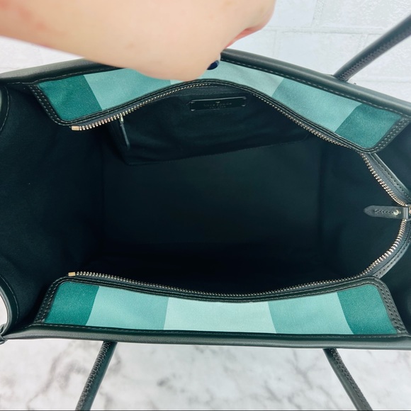 ❗️Sold❗️Kate Spade Plaid Green Stripe Ella Tote - Picture 7 of 9
